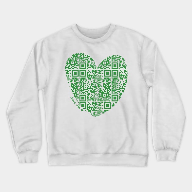 Green Rick Astley Rickroll QR Code Heart Art Crewneck Sweatshirt by VictoriaLehnard